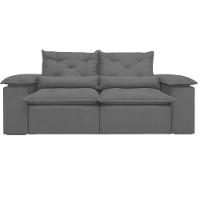 Sofá Retrátil Reclinável Porto Veludo Cinza 1,80 M