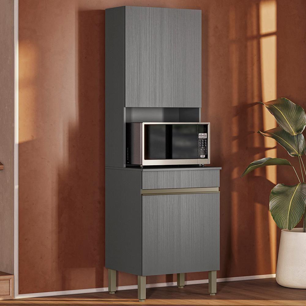 Paneleiro Microondas 2 Portas 193x60 Cm Line Ktp Gris - 2