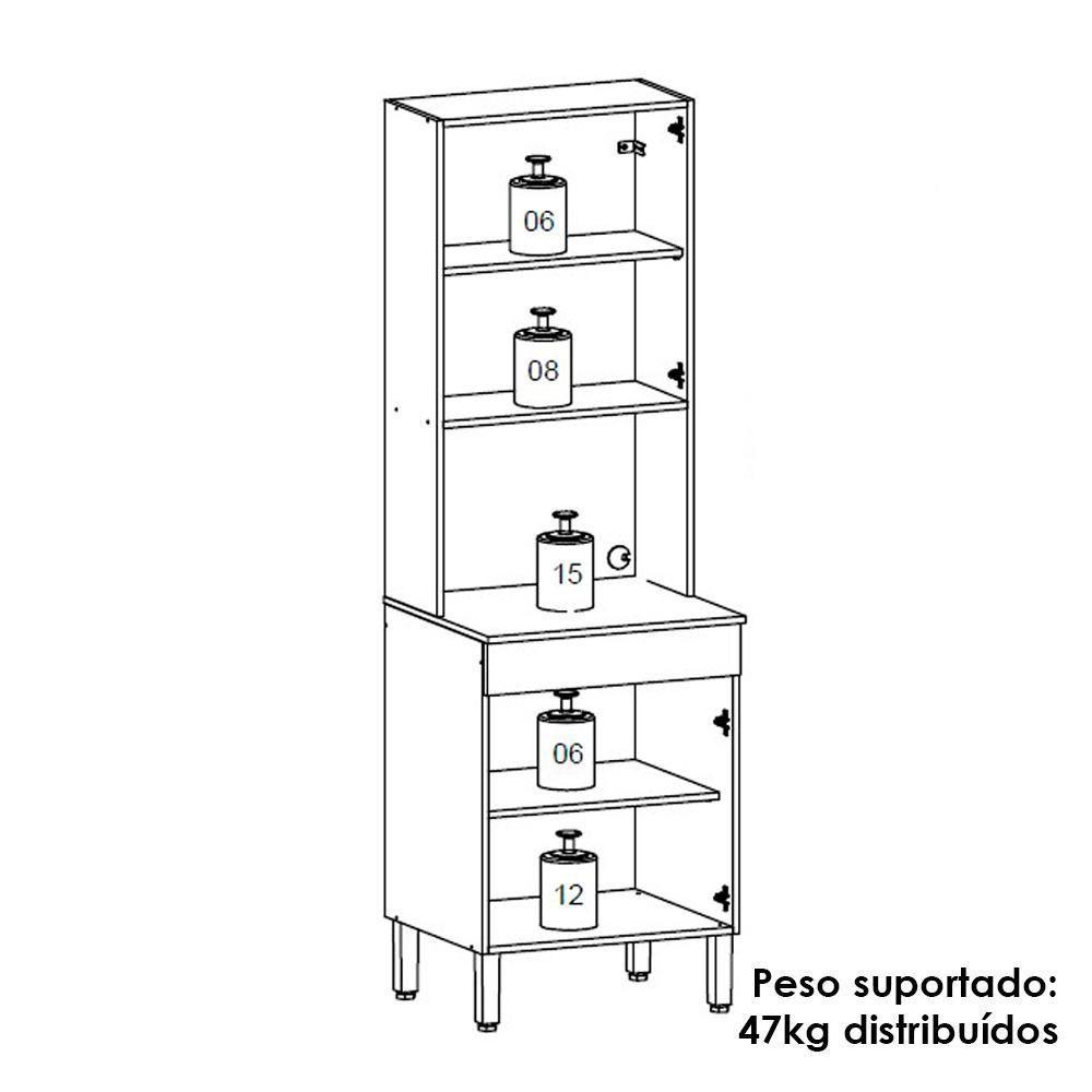 Paneleiro Microondas 2 Portas 193x60 Cm Line Ktp Gris - 4