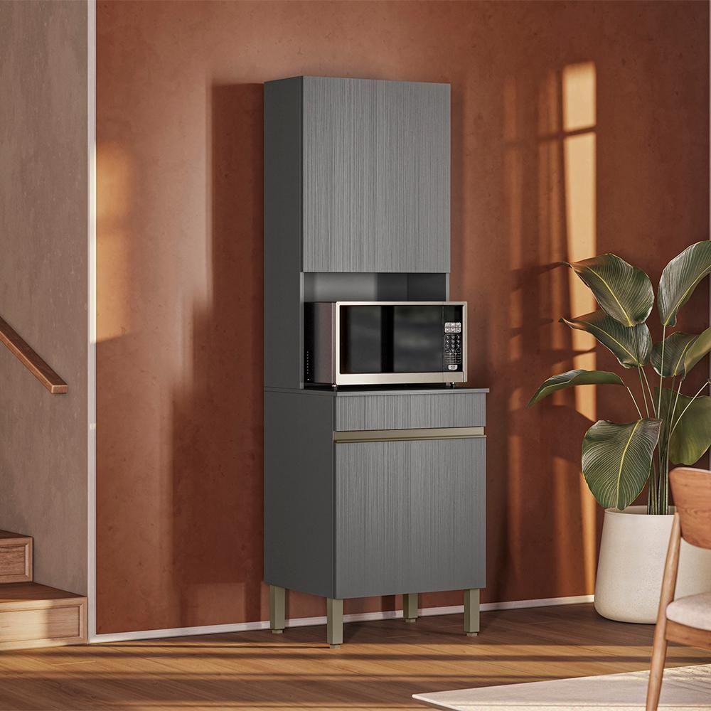 Paneleiro Microondas 2 Portas 193x60 Cm Line Ktp Gris - 6