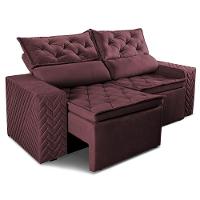 Sofá Retrátil E Reclinável 2,30m Essence Velusoft Vinho Cama Inbox - 8