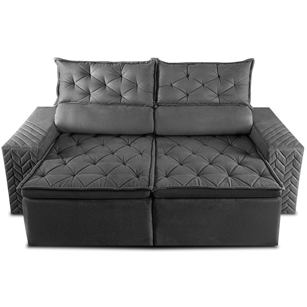 Sofá Retrátil E Reclinável 2,30m Essence Velusoft Cinza Cama Inbox - 5