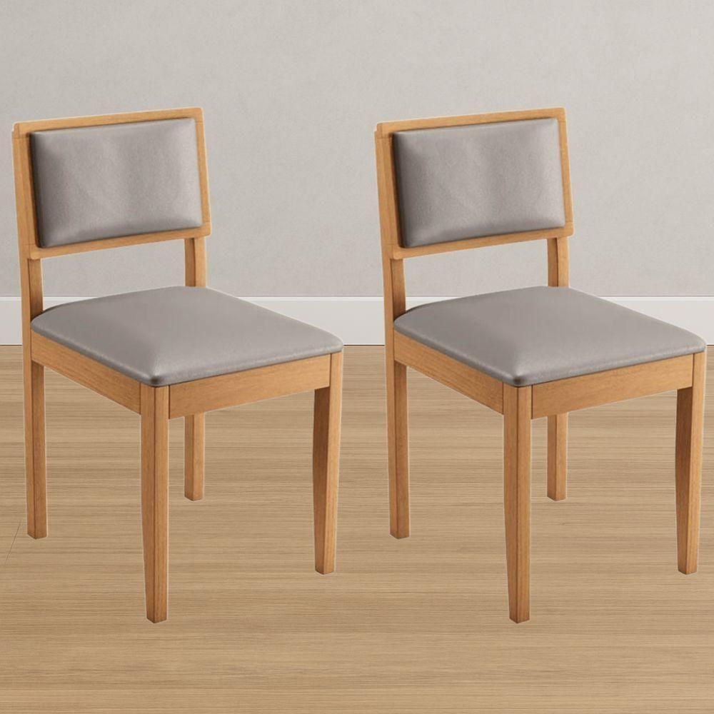 Conjunto 2 Cadeiras Jade 04 Veludo Bege Pés Em Madeira Jcm - 2