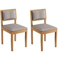 Conjunto 2 Cadeiras Jade 04 Veludo Bege Pés Em Madeira Jcm - 1