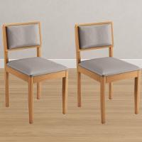 Conjunto 2 Cadeiras Jade 04 Veludo Bege Pés Em Madeira Jcm - 2