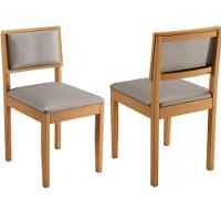 Conjunto 2 Cadeiras Jade 04 Veludo Bege Pés Em Madeira Jcm