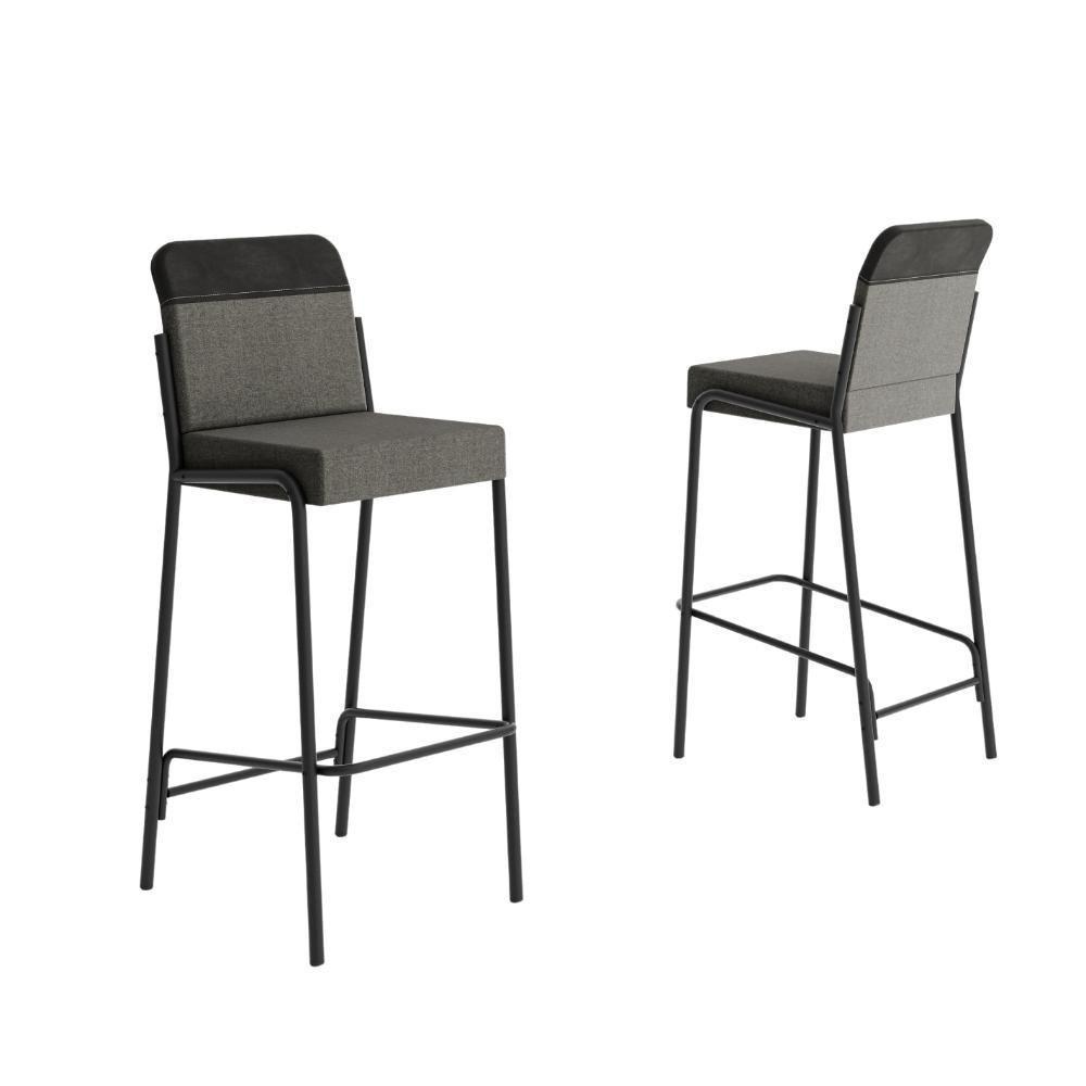 Kit 2 Banquetas Altas Duo Carraro Grafite E Preto - 1