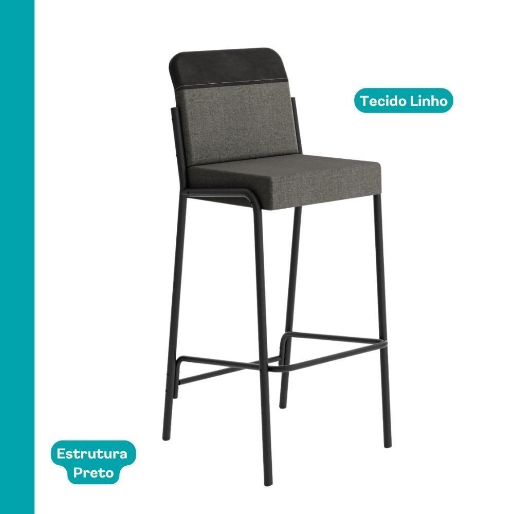 Kit 2 Banquetas Altas Duo Carraro Grafite E Preto - 2