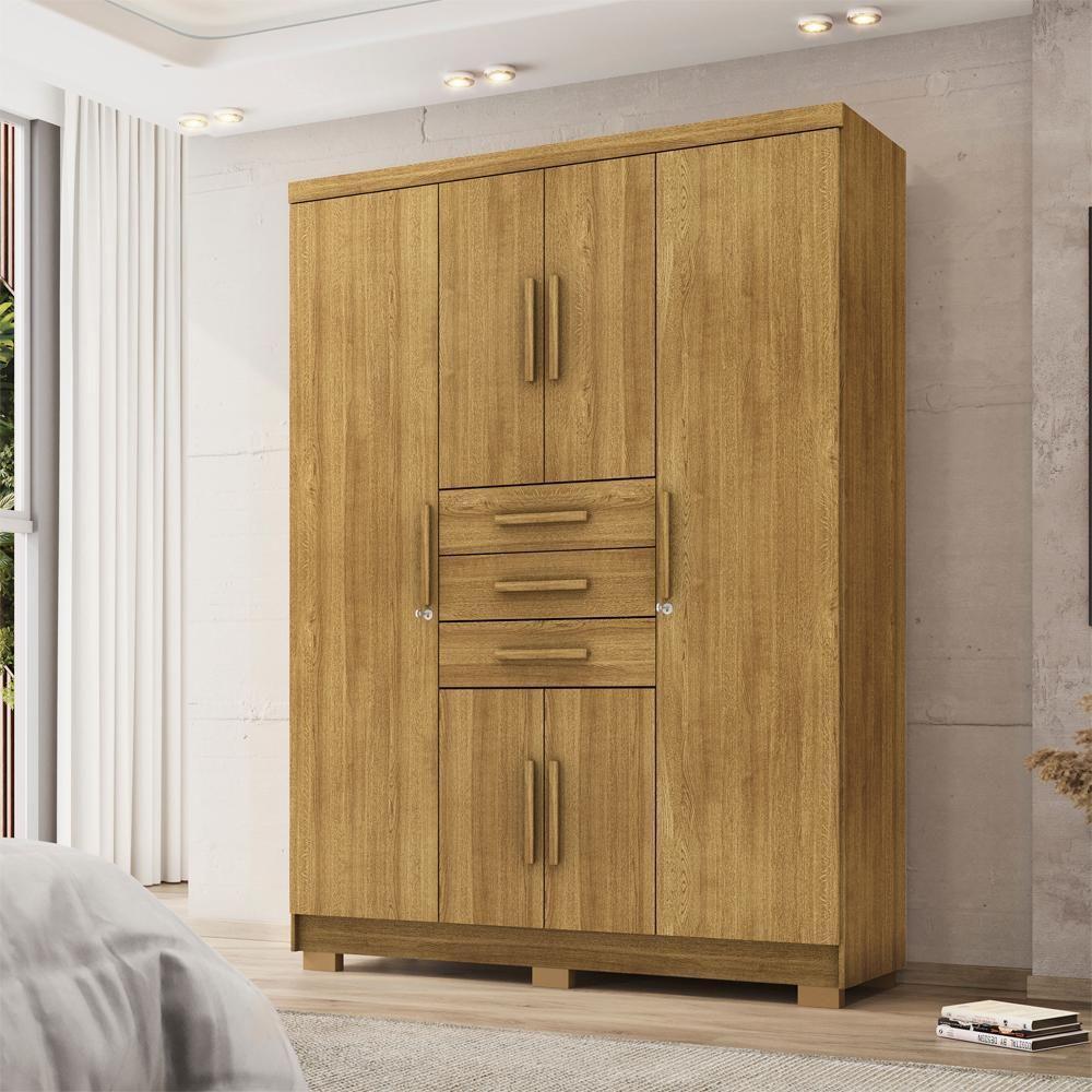 Guarda Roupa Casal 151 Cm 6 Portas 3 Gavetas 10020 Vlr Nature - 8