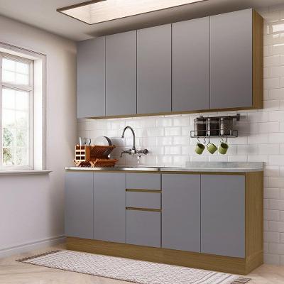 Cozinha Compacta 4 Pçs Tampo 200cm Slim Luciane Móveis Freijó/cinza Puro