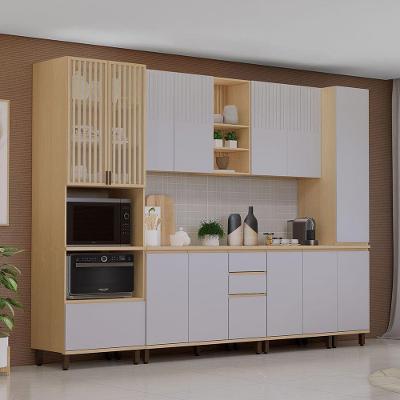 Cozinha Completa 6 Pçs Espaço Micro-ondas E Tampo 310cm Aur Carvalho/cinza Cristal