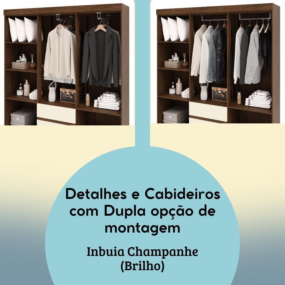 Guarda Roupa Casal 6 Portas 2 Gavetas Espelho 153 Cm Vlr Imbuia Champanhe - 4