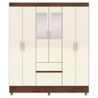 Guarda Roupa Casal 6 Portas 2 Gavetas Espelho 153 Cm Vlr Imbuia Champanhe - 1