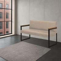 Sofá 2 Lugares Niterói Couro Off White Em Metal Preto - 2