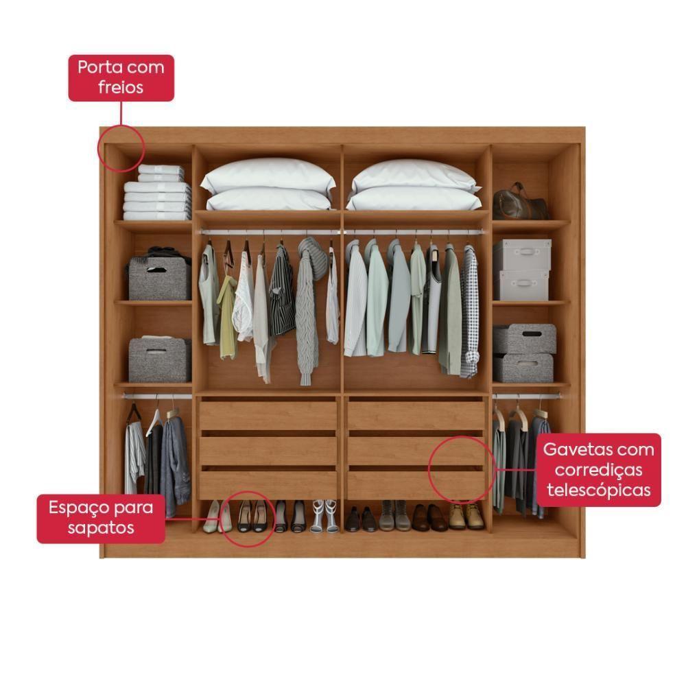 Guarda-roupa Casal 100% Mdf 2 Portas 6 Gavetas Easy Max Amendoa/off White - 3