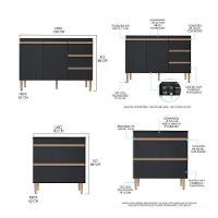Balcão Multiuso Cozinha Para Kitnet 200x88cm Mdp Menu Móveis Preto - 3