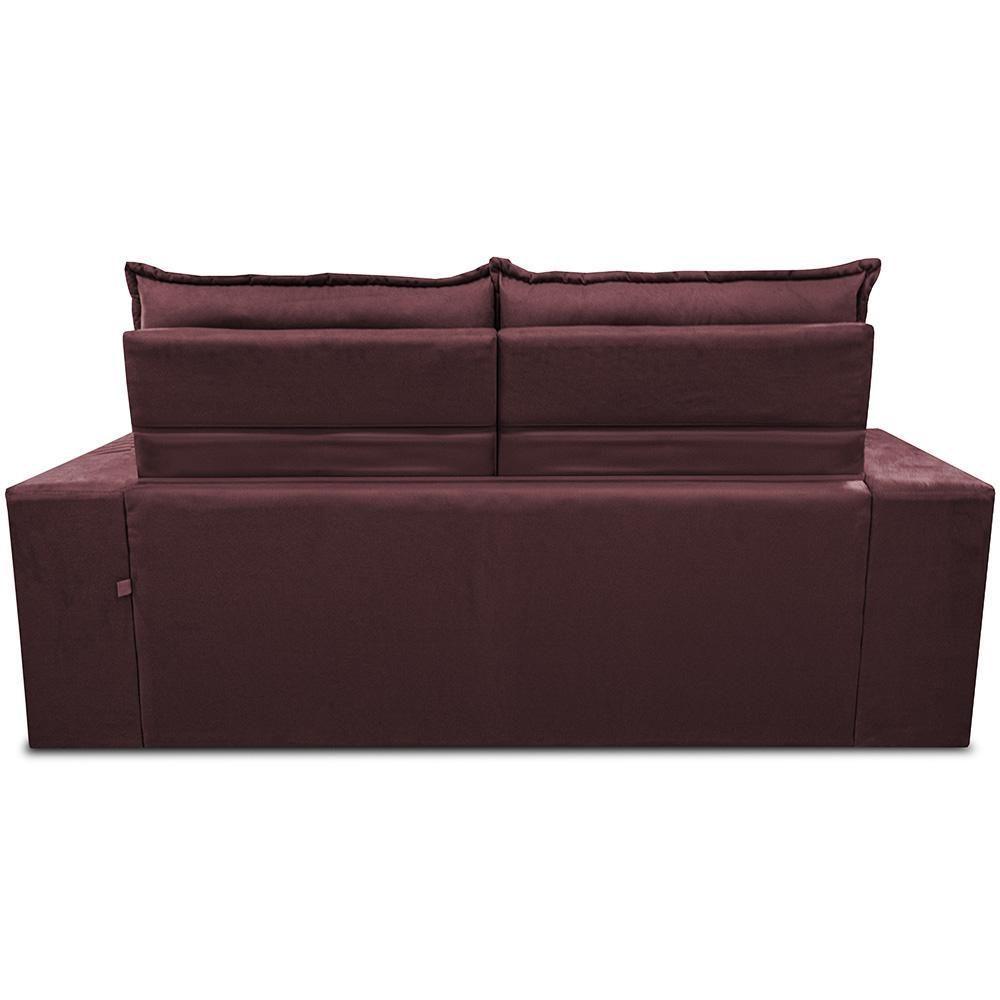 Sofá Retrátil E Reclinável 2,00m Essence Velusoft Vinho Cama Inbox - 6