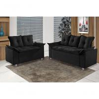 Conjunto Sofá 2 E 3 Lugares Viena Veludo Preto - 2