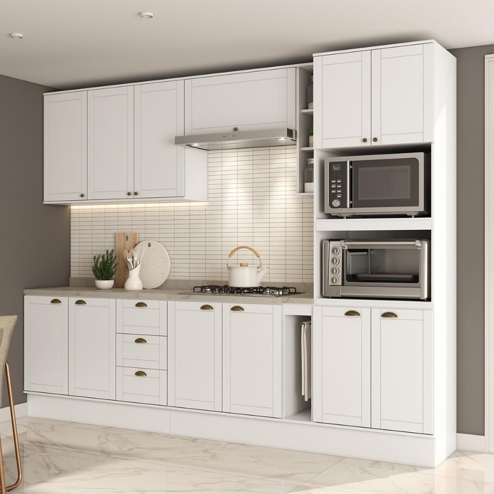Armário De Cozinha Completa C Balcão Milla Dreamer Carraro Branco - 1