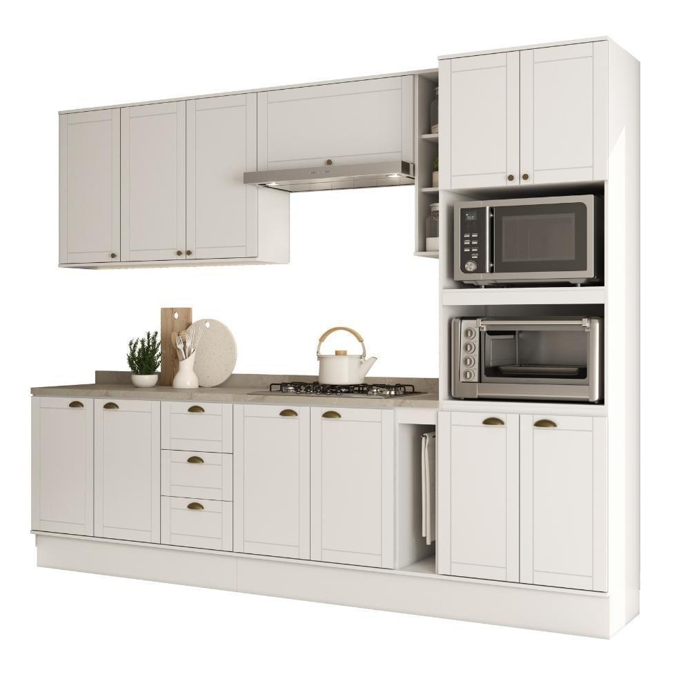 Armário De Cozinha Completa C Balcão Milla Dreamer Carraro Branco - 2