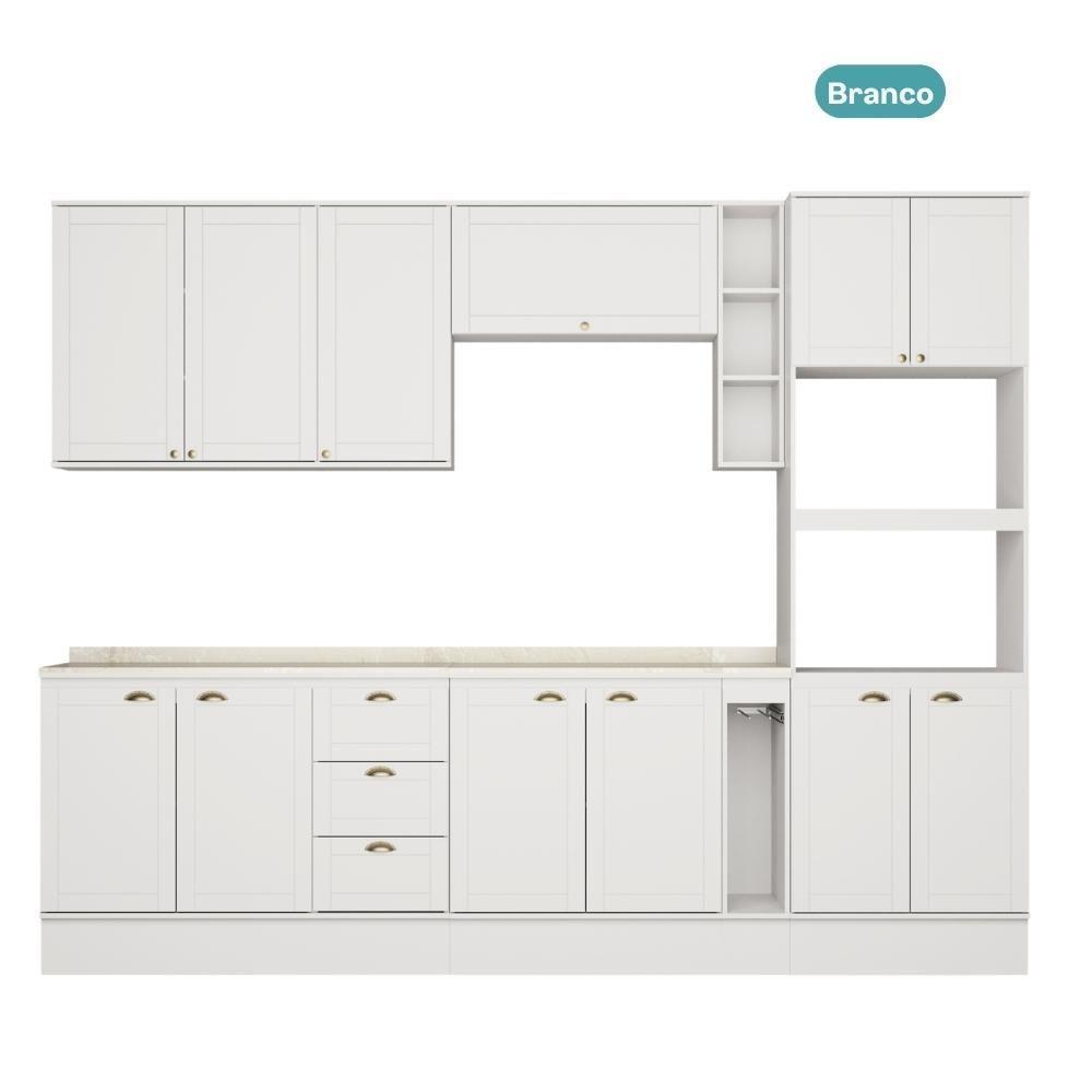 Armário De Cozinha Completa C Balcão Milla Dreamer Carraro Branco - 3