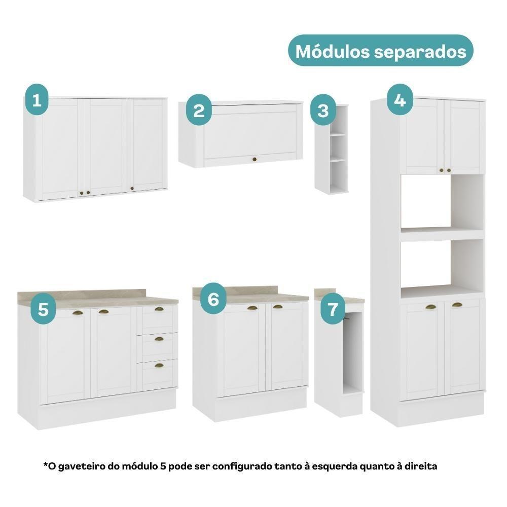 Armário De Cozinha Completa C Balcão Milla Dreamer Carraro Branco - 4
