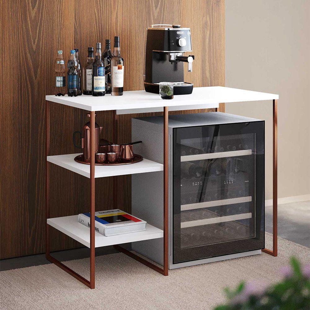 Aparador Adega Industrial Bar Barzinho Bourbon Aço Cobre E Branco 95 Cm - 1