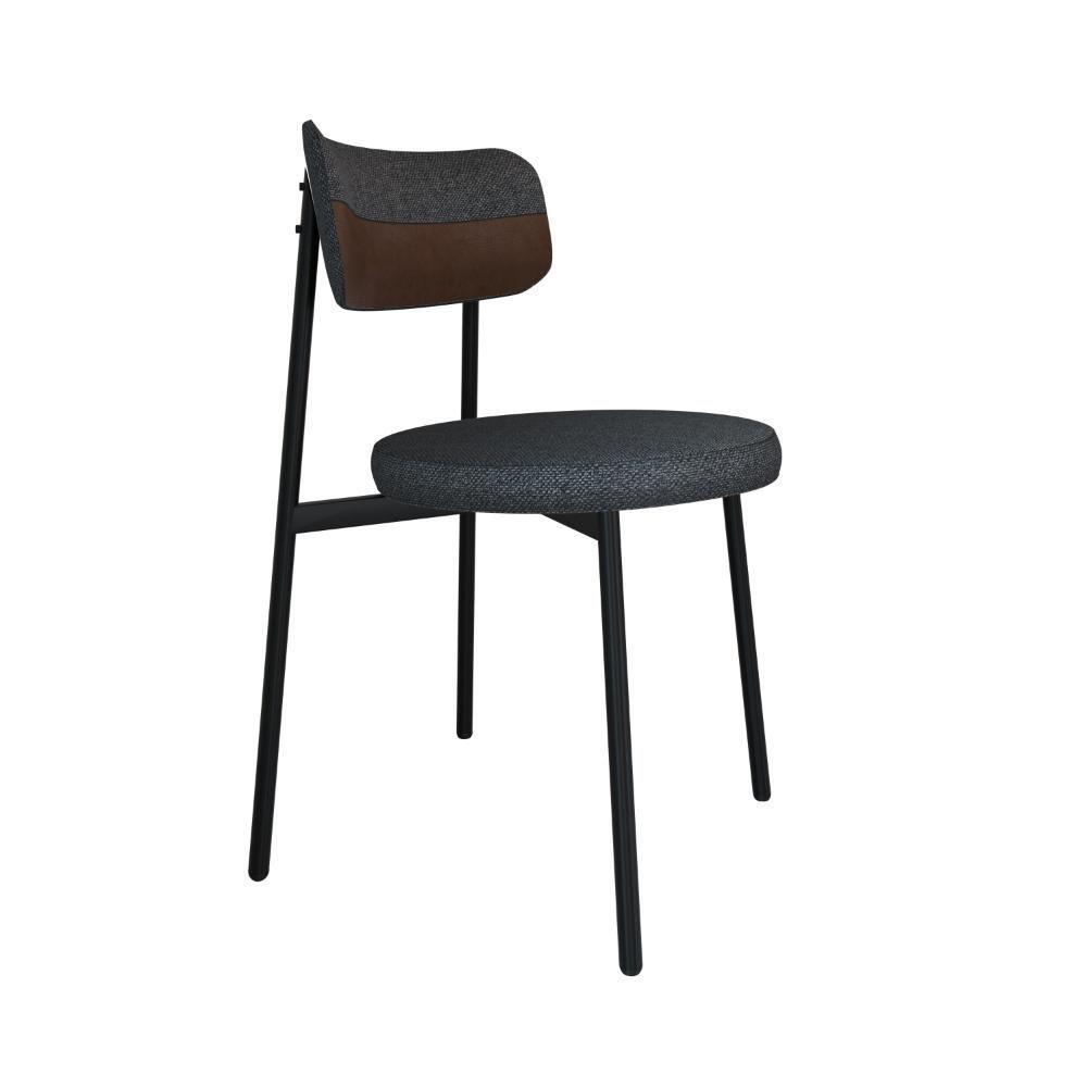 Cadeira Kyta Fixa C-4 Pés 50 X 44,7 X 83,8 Cm. Corriente Grafite-courino Whisky Corriente Grafite-courino Whisky - 1