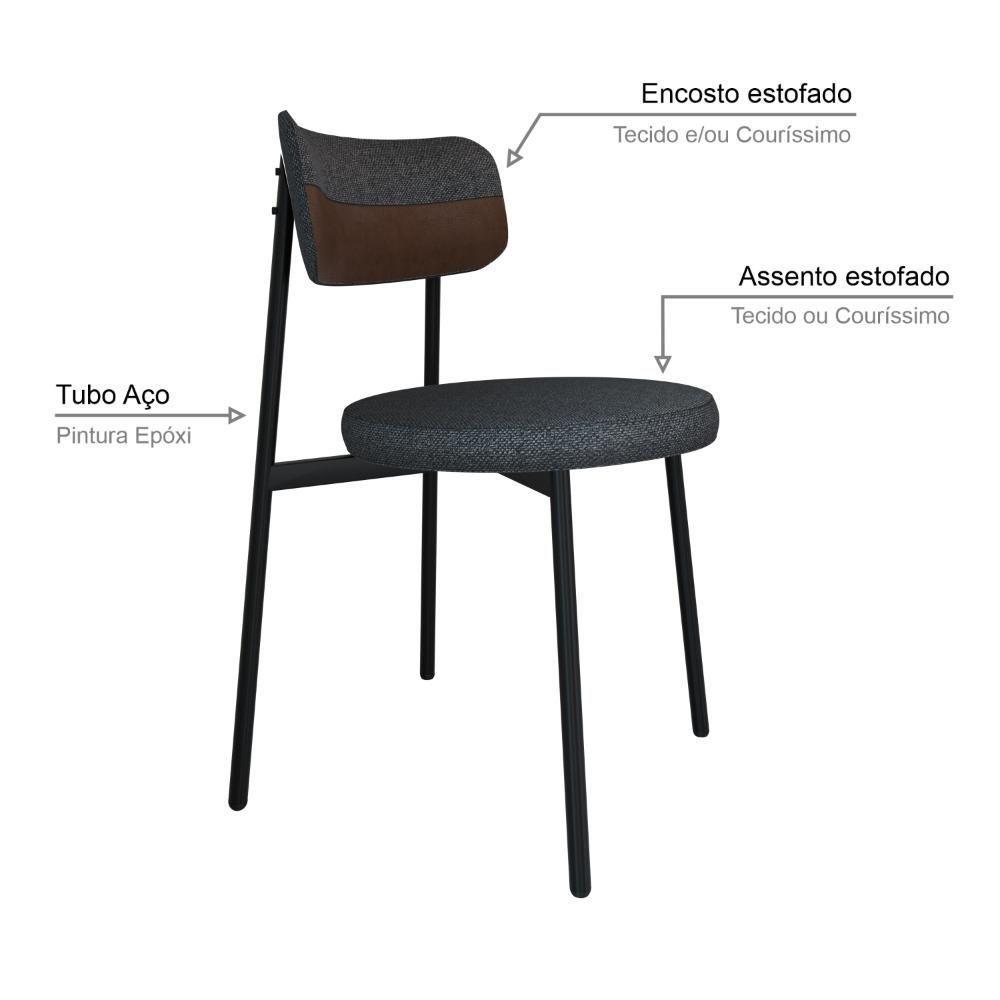 Cadeira Kyta Fixa C-4 Pés 50 X 44,7 X 83,8 Cm. Corriente Grafite-courino Whisky Corriente Grafite-courino Whisky - 3