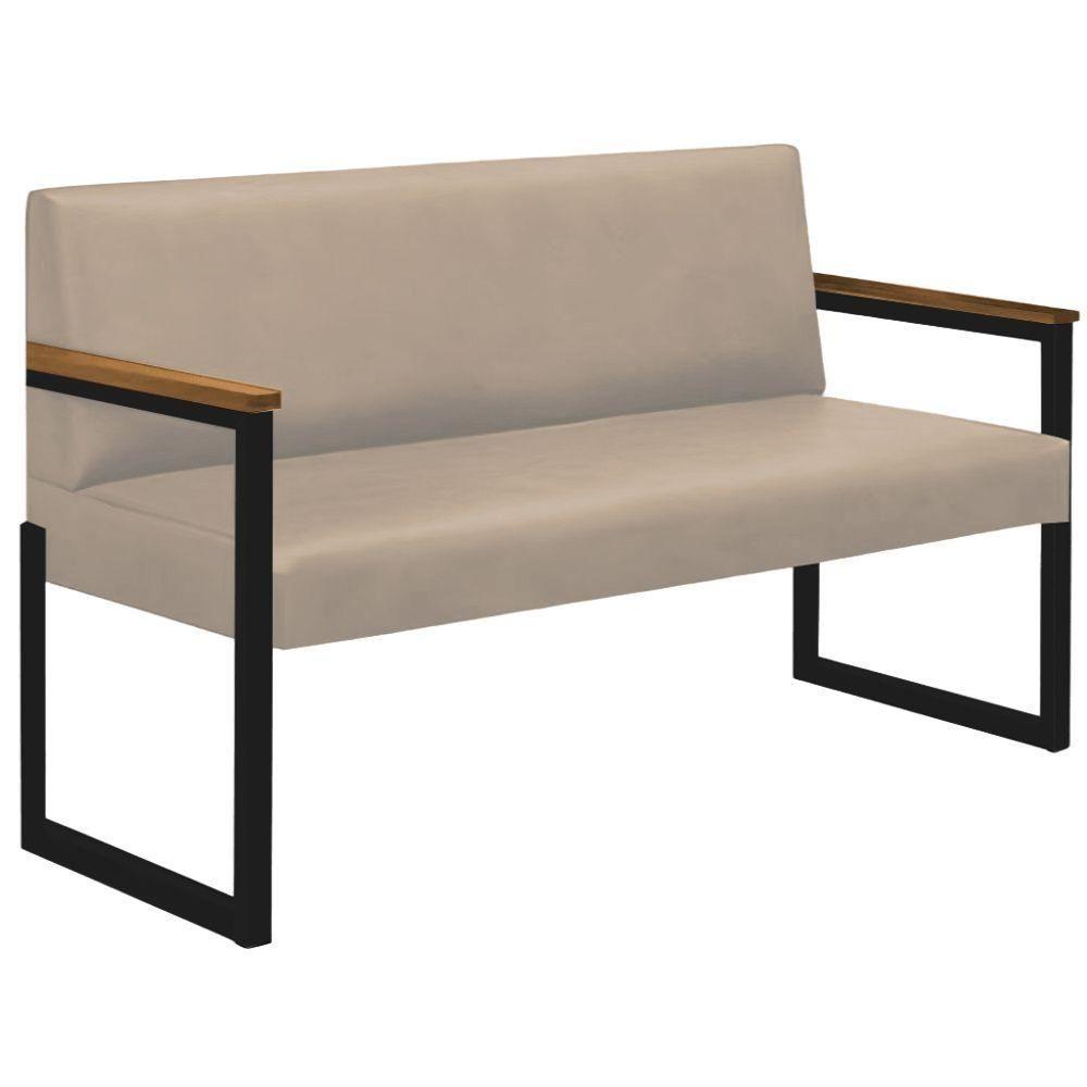 Conjunto 2 Sofás De 2 Lugares Niterói Couro Off White Em Metal Preto - 5