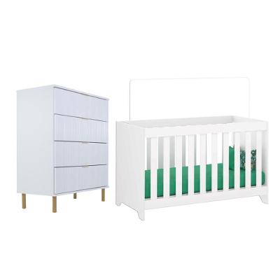 Berço Multifuncio3x1+ Cômoda Ditália 4 Gavetas Bbi-51 Dm-239 Branco