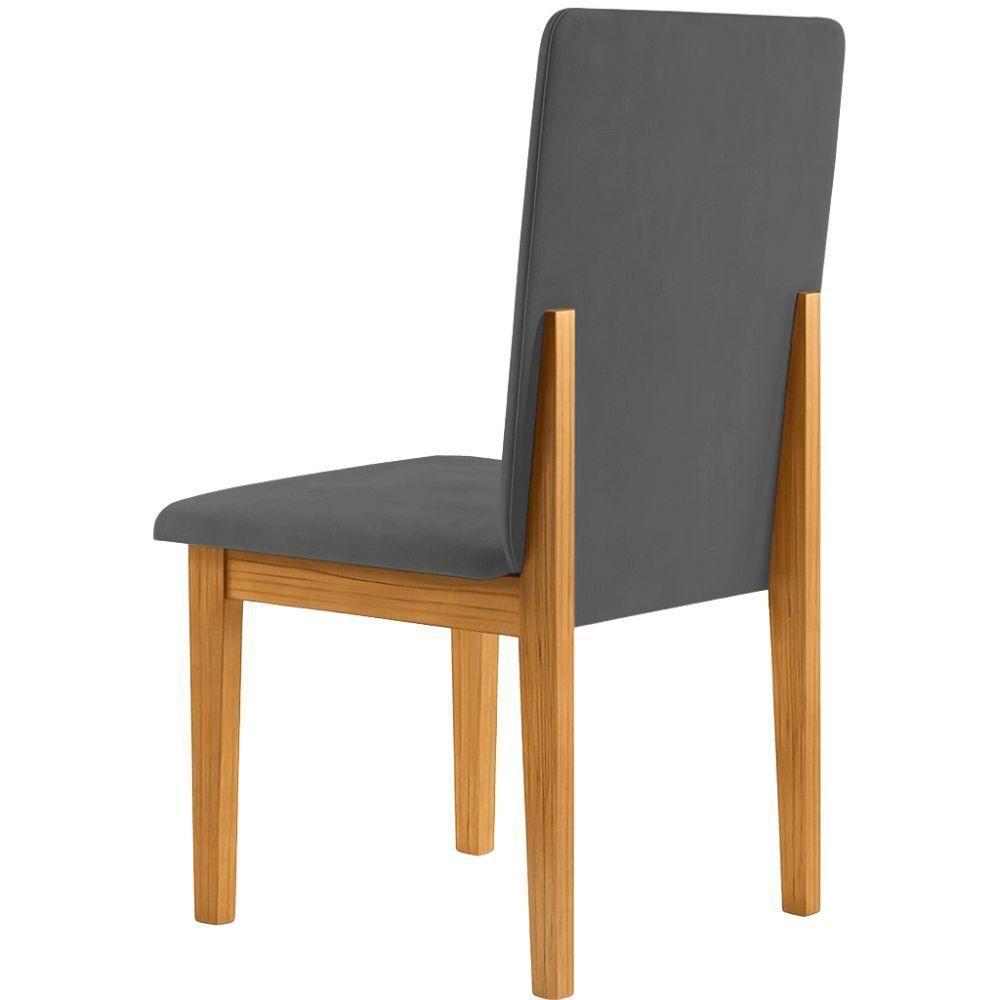 Conjunto 2 Cadeiras ágata Veludo Cinza Com Botões Pés Em Madeira Jcm - 6