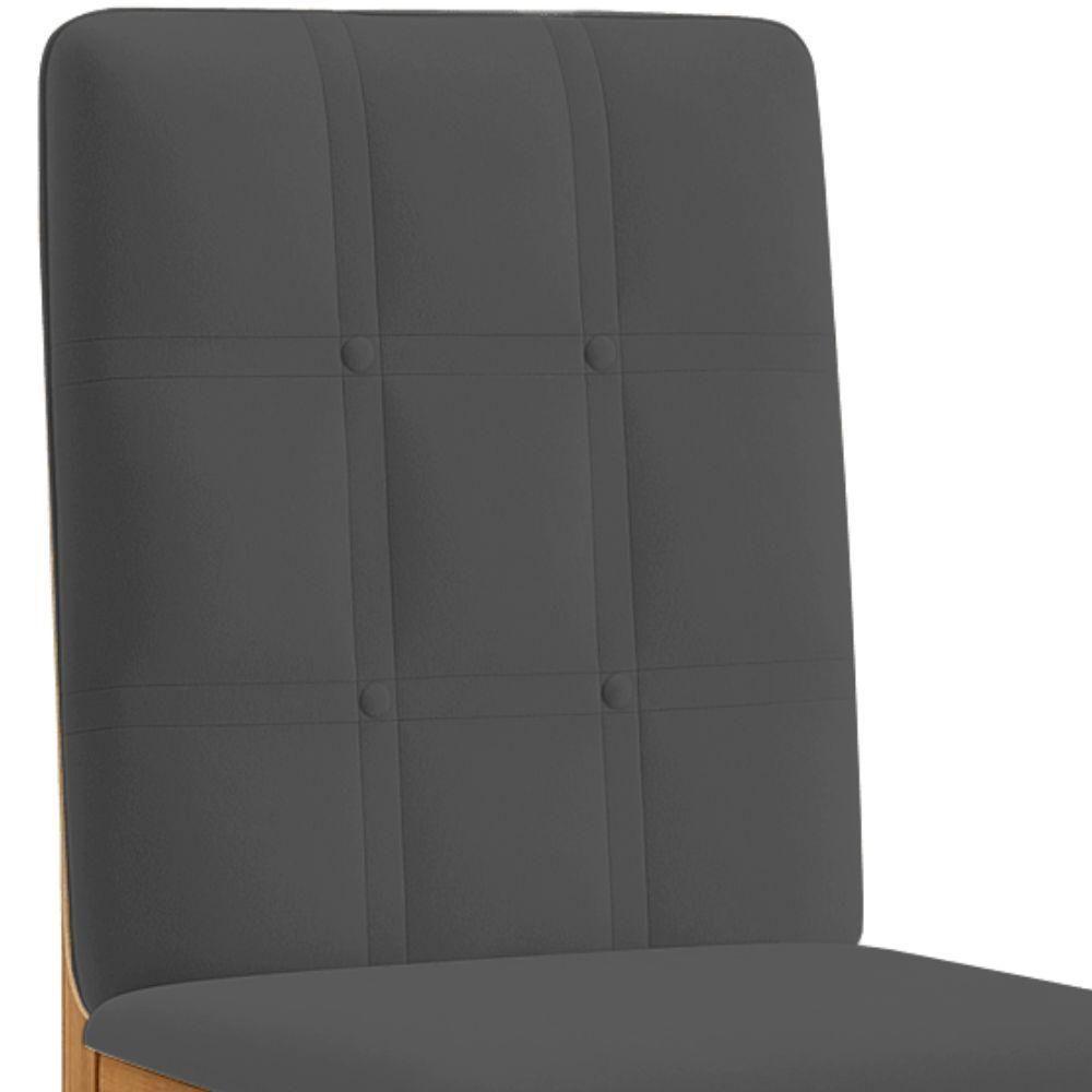 Conjunto 2 Cadeiras ágata Veludo Cinza Com Botões Pés Em Madeira Jcm - 7