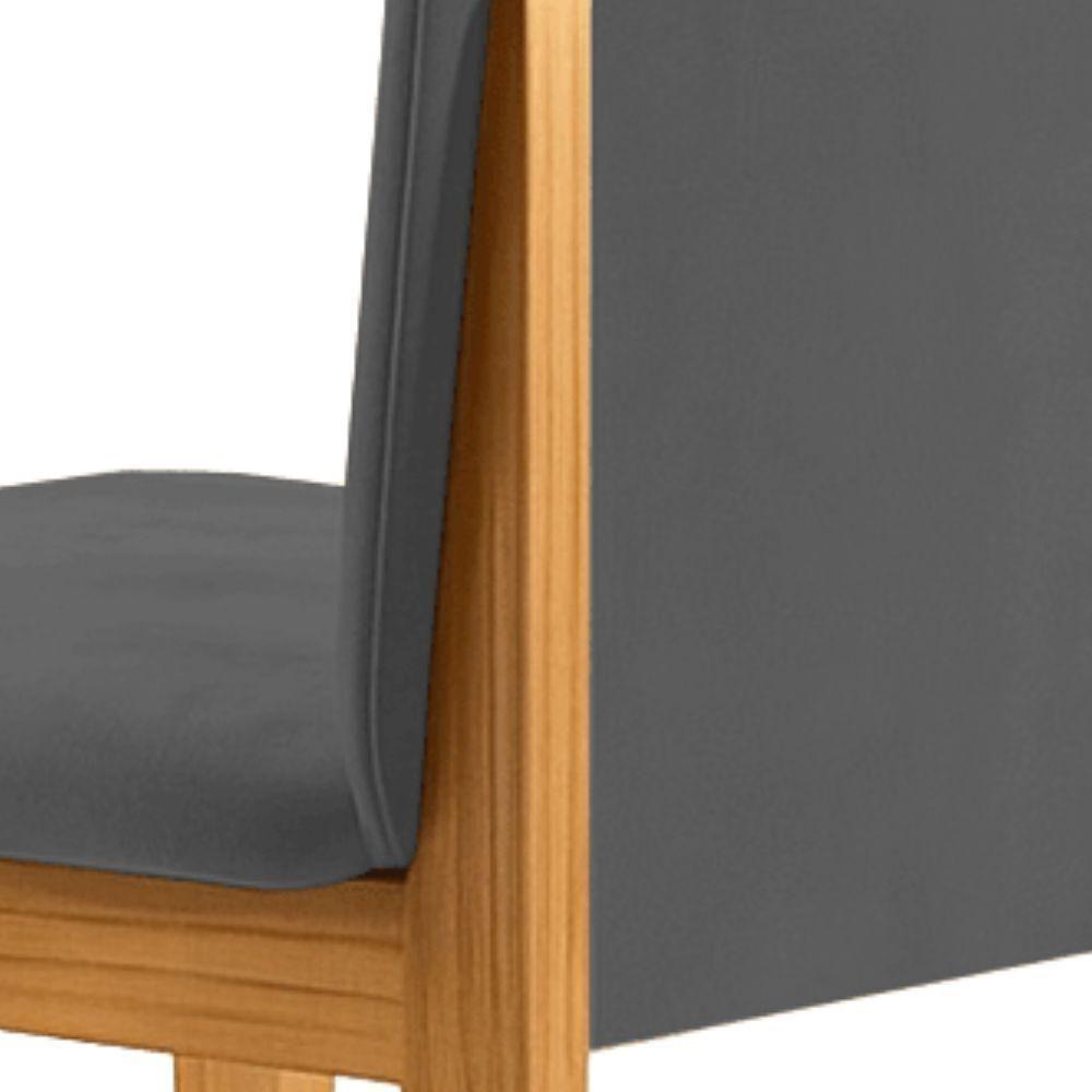 Conjunto 2 Cadeiras ágata Veludo Cinza Com Botões Pés Em Madeira Jcm - 8