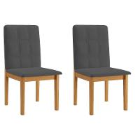 Conjunto 2 Cadeiras ágata Veludo Cinza Com Botões Pés Em Madeira Jcm - 1