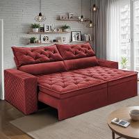 Sofá Retrátil E Reclinável 2,30m Essence Velusoft Vermelho Cama Inbox - 1