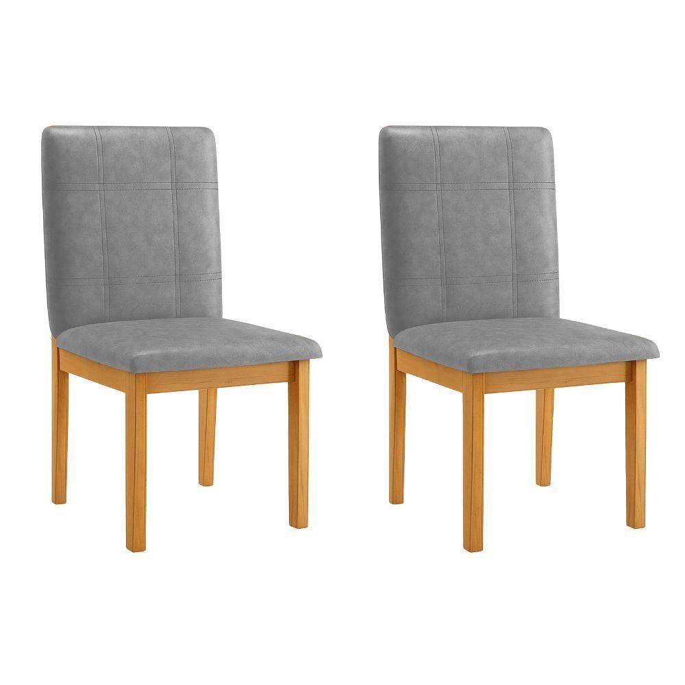 Conjunto 2 Cadeiras ágata Verona Grafite Pés Em Madeira Jcm - 1