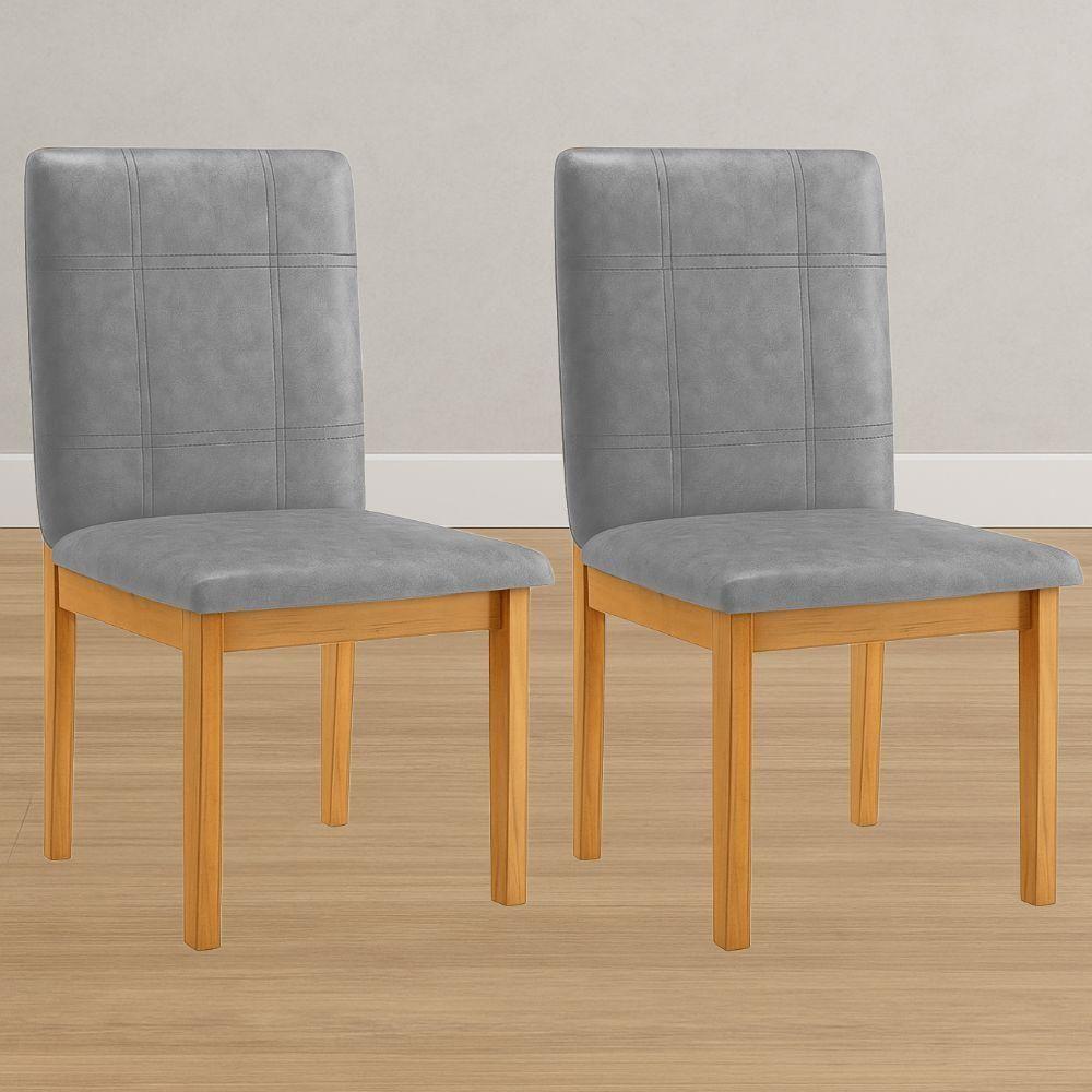 Conjunto 2 Cadeiras ágata Verona Grafite Pés Em Madeira Jcm - 2