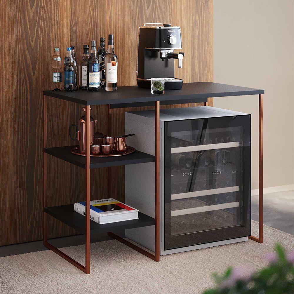 Aparador Adega Industrial Bar Barzinho Bourbon Aço Cobre E Preto 95 Cm - 1