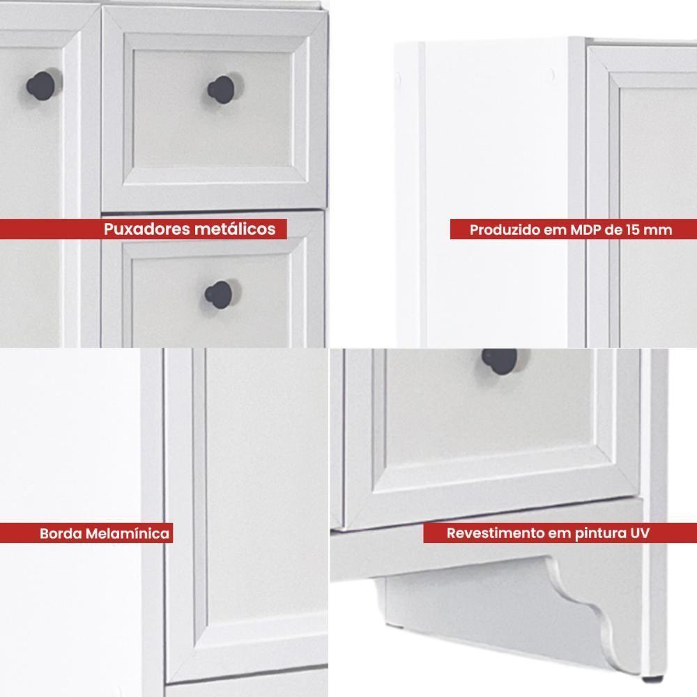 Gabinete Armário Banheiro Ditália Com Pia + Espelho Bn-05 Branco - 8