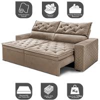 Sofá Retrátil E Reclinável 2,00m Essence Velusoft Bege Cama Inbox - 7