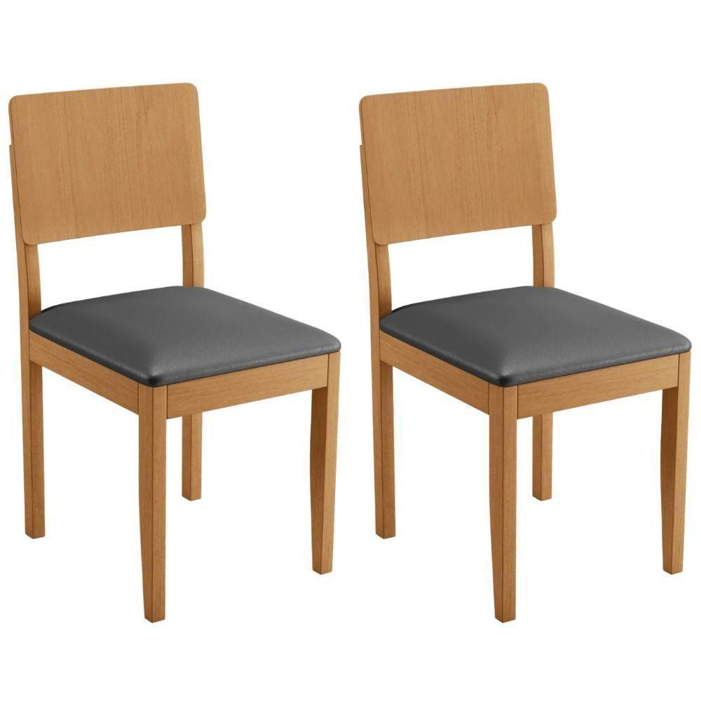 Conjunto 2 Cadeiras Jade 01 Veludo Cinza Pés Em Madeira Jcm - 1