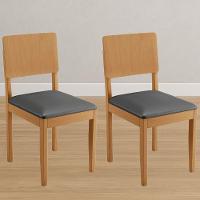 Conjunto 2 Cadeiras Jade 01 Veludo Cinza Pés Em Madeira Jcm - 2