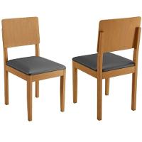 Conjunto 2 Cadeiras Jade 01 Veludo Cinza Pés Em Madeira Jcm