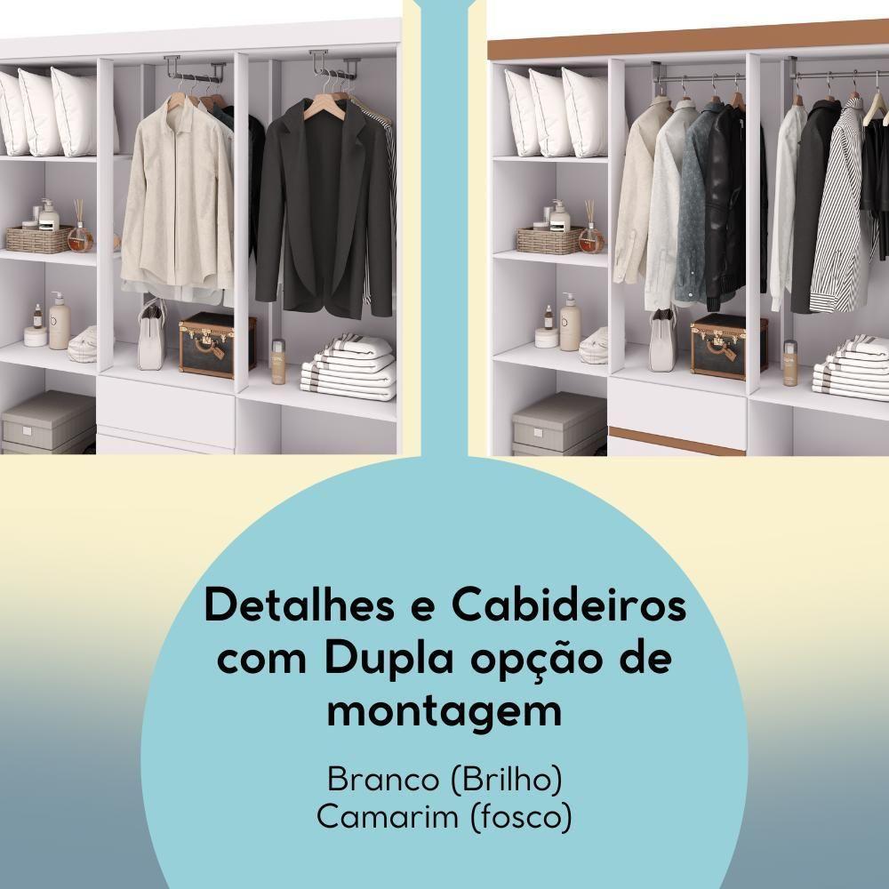 Guarda Roupa Casal 6 Portas 2 Gavetas Espelho 153 Cm Vlr Branco Camarim - 5