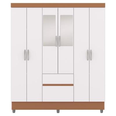 Guarda Roupa Casal 6 Portas 2 Gavetas Espelho 153 Cm Vlr Branco Camarim