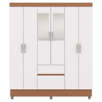 Guarda Roupa Casal 6 Portas 2 Gavetas Espelho 153 Cm Vlr Branco Camarim - 1