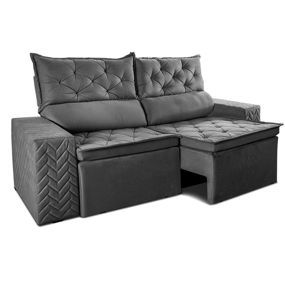 Sofá Retrátil E Reclinável 2,00m Essence Velusoft Cinza Cama Inbox - 7