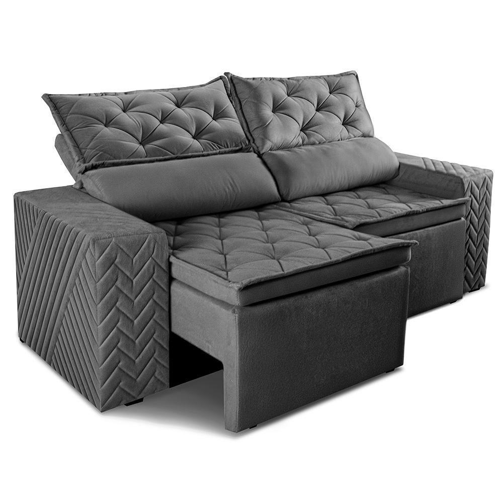 Sofá Retrátil E Reclinável 2,00m Essence Velusoft Cinza Cama Inbox - 8
