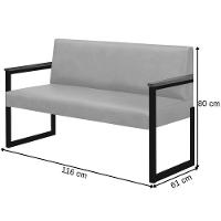 Conjunto Sofá 2 Lugares E 1 Poltrona Niterói Couro Preto Em Metal Preto - 3